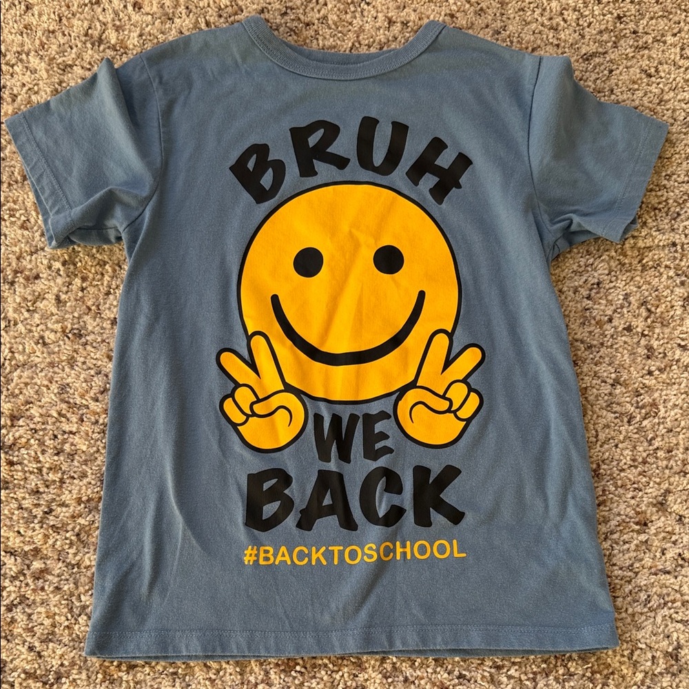 Place Blue Tee with Yellow Smiley Graphic